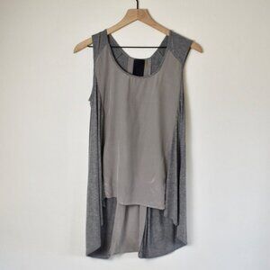 Heather by Bordeaux Silk Contrast Long Hi Low Sleeveless Tank Tunic